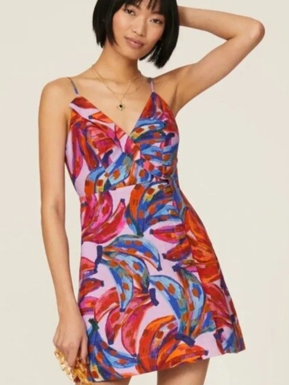 🔥FARM Rio Banana Print Wrap Mini Dress Size M 🔥